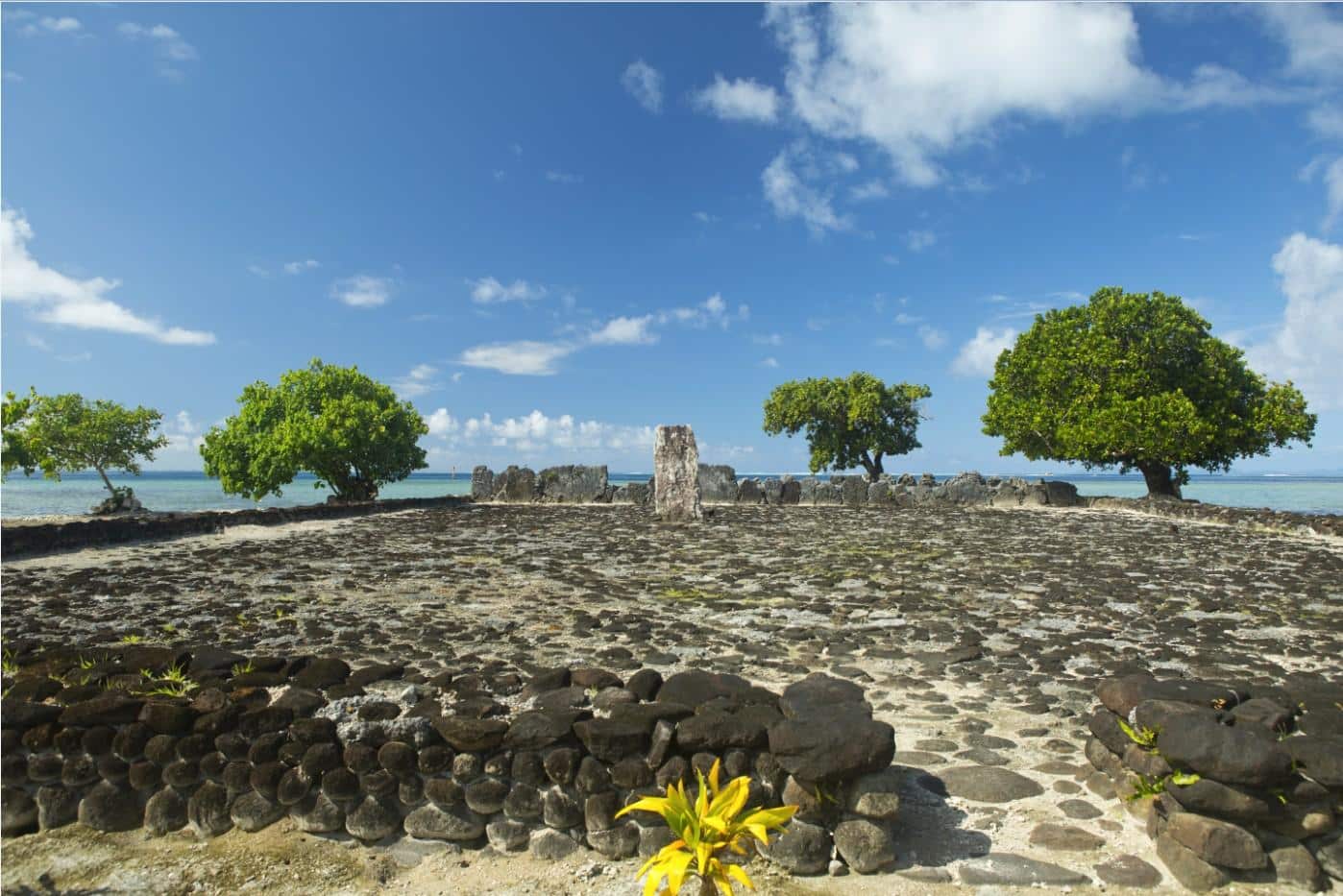 Ancient marae, the stone platform temples of the Maohi people