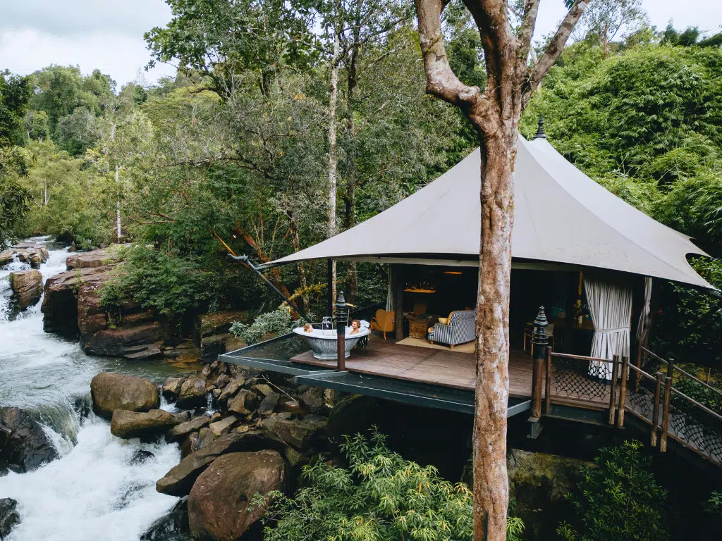Luxury tented lodge in the rainforest of Cambodia's Cardamom Mountains