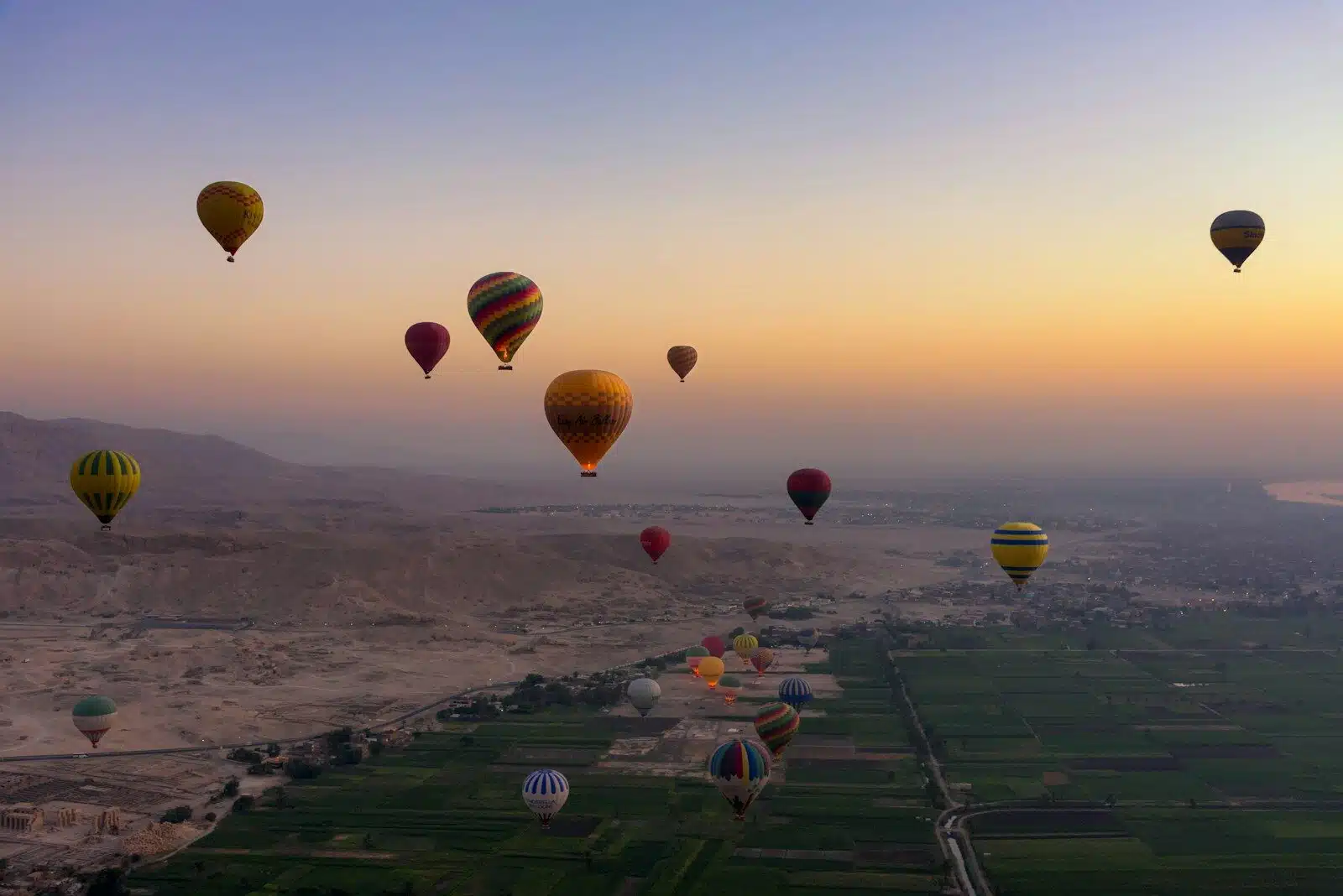 Hot-Air Balloon Over Luxor at Sunrise